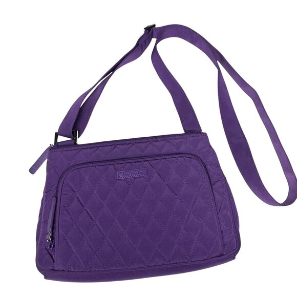 Vera Bradley Small Crossbody Bag Hipster Elderberry Purple Quilted - Picture 1 of 13